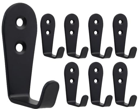 Mokife 8 Crochets Muraux Noir, Patère Murale Métal Lourd Acier Inoxydable Petit L Crochet Individuel pour Suspendre des Manteau Vêtements Vestes Peignoirs Serviettes Chapeaux Clés Sacs Tasses