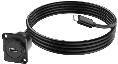 XMSJSIY D-Type USB C 3.0 Panel Mount Extension Cable Type-C Male to Type-C Female Panel Socket Connector Wire Cord for Data Transfer and Charging- 1M/3.2FT (D-Type)