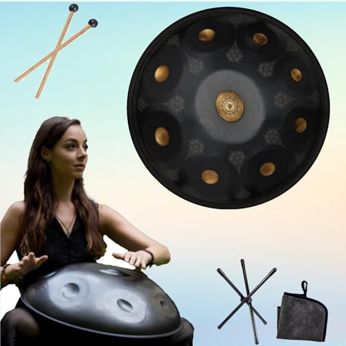 Tamburo Per Lingua Handpan - Tamburo A Percussione In Acciaio, Strumento Per Handpan Da 22 Pollici Mandala Tank Drum Strumento A Percussione In Acciaio Con Borsa Da Viaggio 440 Hz(B,9Notes)
