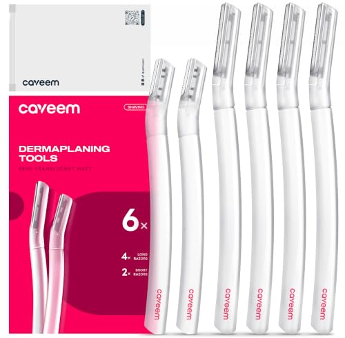 CAVEEM Rasoio Dermaplane per Donna, 6 Pezzi | Strumento per Dermaplaning, Rasoi per il Viso per Donna e Uomo, Rifinitore per Sopracciglia
