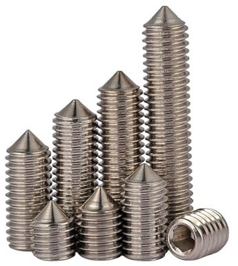 Haroar 2/5/10 Stück M8 x 6 mm ~ 50 mm SUS304 Edelstahl-Innensechskant-Gewindestifte mit Kegelspitze, kopflose Schrauben, Madenschraube(10Pcs M8x10)