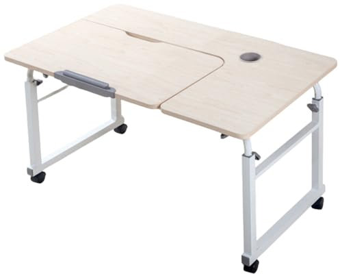 Höhenverstellbarer Überbetttisch mit Rollen, Betttisch, Computertisch für Bett, mobiler Schreibtisch über dem Bett