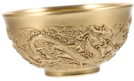 OSOLADY Copper Cornucopia Bowl Large Bowl for Home Decor Treasure Basin Traditional Chinese Style Artistic Design