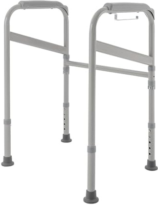 Supporto per WC con corrimano antiscivolo e poggiapiedi, supporto per WC regolabile, portata fino a 200 kg, senza fori