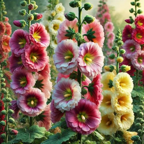 22Day Seeds: Seeds Hollyhock Spring Mix/Perennial Flowers