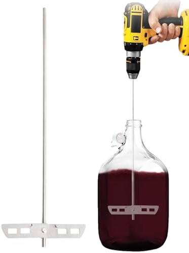Wein, Bier, Entgasung, Rührstab für Weinherstellung, Edelstahl-Bohrer, Mixstab, Aufsatz mit Paddeln, 44 cm, Rühren, Entgasen, Bier, Wein, Kombucha, Met, Würze, 44 cm