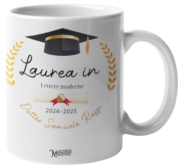 Movoo Design Tazza in Ceramica Tazza/Mug Lavabile Personalizzata con Nome - Regalo di Laurea Personalizzato