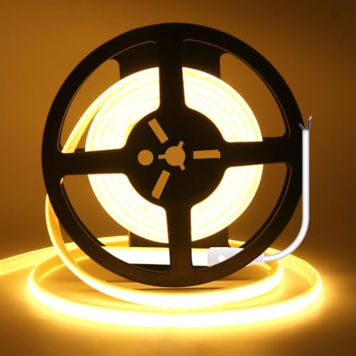 Wisada 220V Neon Streifen Selbstklebend Innen, Schnitt alle 10cm, 2-adrig Anschluss an AC 230V COB LED Band, 240LEDs/m Flexible Superhell LED Lichtband für Weihnachten(Warmweiß,3m)