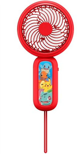 OTL Technologies MINI VENTILATEUR MAIN POKEMON PIKACHU CHARMANDER SQUIRTLE BULBASUR AVEC BATTERIE RECHARGEABLE ROUGE
