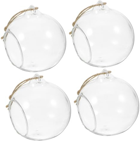 LOLIPPYY Portacandele Da Appendere in Vetro a Sfera, Terrario Sospeso Doppio Foro Ø8cm, Set 5 Pezzi Corda Di Iuta 1,2m Decorazione Per Matrimonio e Illuminazione Romantica
