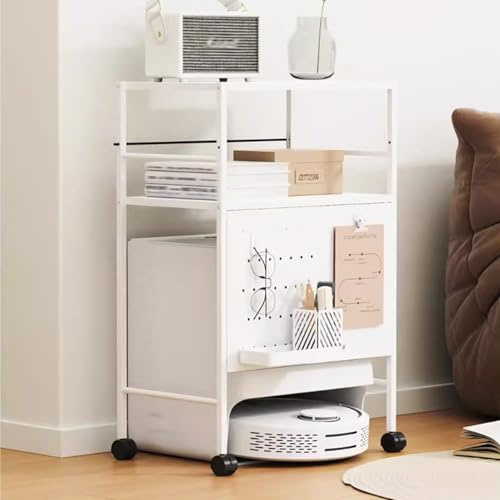 GUAWJRZDP Sweeping Robot Storage Rack, Robot Vacuum Stand Cabinet, Mobile Sweeper Robot Storage Cabinet Shelf, Storage Rack Above the Sweeping Robot, Hidden Storage Cabinet Side Table
