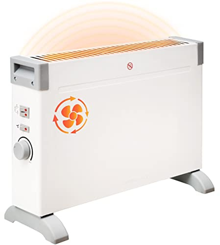 Brollux Elektroheizung 2000W mit Lüfter OBK1 mobiles Heizgerät Elektroheizkörper Konvektor Heizung 3 Stufen Thermostat