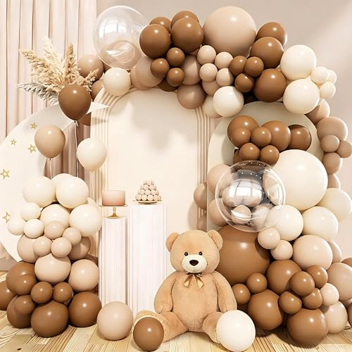 Luftballon Girlande Braun,158 Stück Ballon Girlande Set,Luftballons Geburtstag Aprikose,Braun Sand Weiß Ballons,Doppelschichten Ballongirlande Set,Latexballons für Hochzeit Geburtstag Party Dekoration