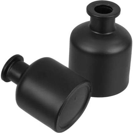 ZUNOXAZ 2 pièces Bouteilles Diffuseur Verre Cylindriques Mat Noires pour Diffuseur à Bâtonnets Flacons Vides Polyvalents pour Huiles Essentielles et Arômes Ambiance Décoration Élégante
