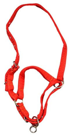HouseVibe Pferdeseil-Trainingshalfter rot - Vielseitiger Maulkorb für Viehzucht, Stall, Kinder, Reitsport und Zugfahrt- M