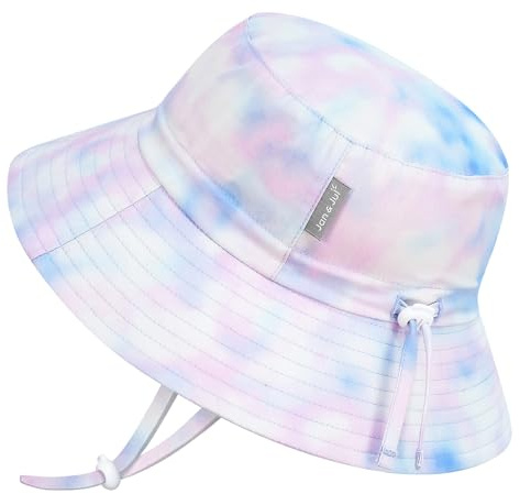 Jan & Jul Mädchen Baumwoll-Bucket Hat, größenverstellbarer Sonnenhut mit Kinnriemen für Kleinkinder (L: 2-5 Jahre, Zuckerwatte-Batik)