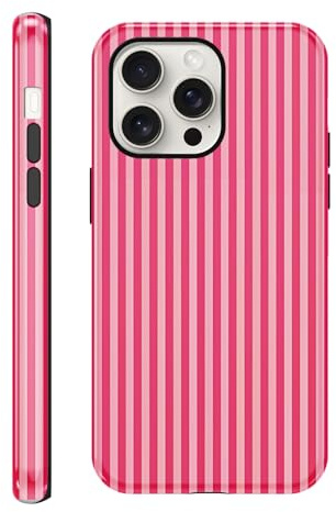 Saqmkil Cover per iPhone 15 Pro Max, Aesthetic estate Stripes Striped Motivo Disegni Moda Silicone Custodia, Sottile Morbido Antiurto Bumper Protettiva Case Custodie per iPhone 15 Pro Max 6,7'',Rosa