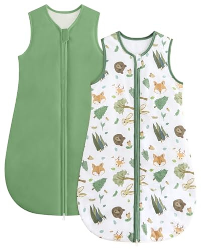 WYTbaby Baby Schlafsack 1,5 Tog 2er Pack Grüner Fuchs 6-12 Monate