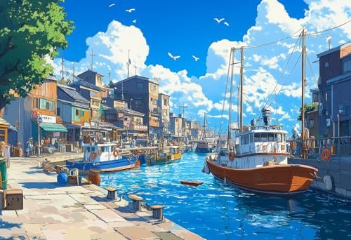 Puzzle 1000 Teile Erwachsene Jigsaw Puzzle 1000 Teile Stadt Landschaft für Erwachsene Puzzles 1000-teiliges Stadt Puzzles 1000-teiliges Im Hafen für Jugend und Puzzle-Liebhaber (38 x 26 cm)