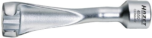 Hazet Einspritzleitungsschlüssel 4550, 3/8 Zoll (10 mm) Vierkant, verchromt | Antrieb 3/8 Zoll (10 mm) Vierkant hohl, Abtrieb Außenprofil Doppelsechskant, Chrom-Vanadium, verchromt, SW 17 mm, 130 g