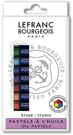 Lefranc Bourgeois 806309 Ölpastellkreide 12er Set, lebendige lichtechte Farben, intensiv & wasserfest mit geschmeidiger Textur Ideal für Künstler, Hobbymaler, Kinder, Schule, Kunstunterricht