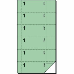 Sigel 5 x Bonbuch 105x200mm 2x60 Blatt 360 Abrisse hellgrün/weiß
