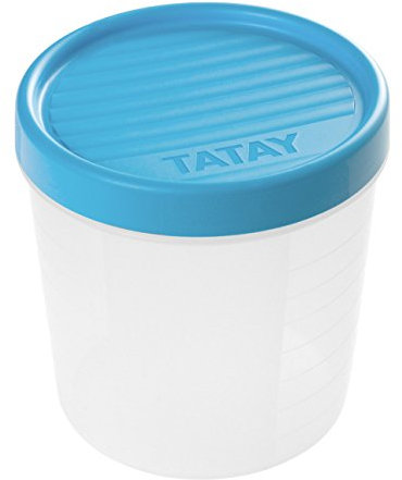 Tatay Contenitore per alimenti con chiusura a vite, 1 L, in plastica, 12 x 12 x 12,5 cm, Plastica, blu, 1L