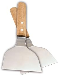 Cook’in Garden - Set de 2 Spatules Plancha, Manche Bois FSC® 100% et Lame Inox Résistante, Accessoires Robustes pour Barbecue et Plancha, Idéal Cuisine Extérieure, Jardin Terrasse