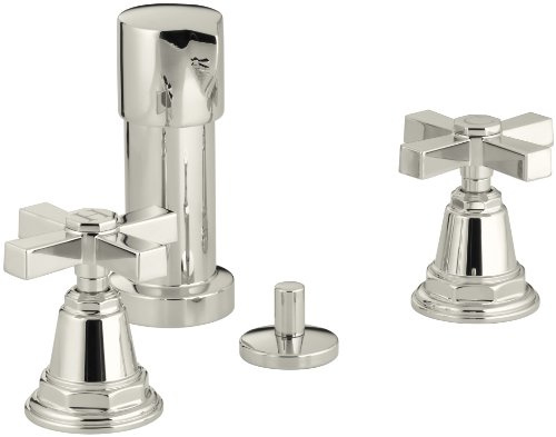Kohler K-13142-3A-SN Pinstripe Pure Bidet Faucet with Cross Handles, Vibrant Polished Nickel