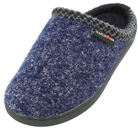 HAFLINGER Unisex at Nordkap Wool Hard Sole Slippers Blue (Navy 76) EU 40