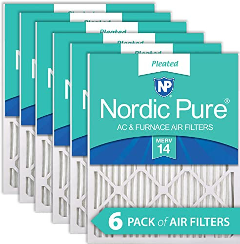 Nordic Pure 16x20x1 MERV 14 Pleated AC Furnace Air Filters, 16x20x1M14-6, 6 Pack
