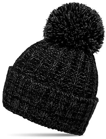Caspar MU087 klassische Damen Winter Bommelmütze, Farbe:schwarz, Größe:One Size