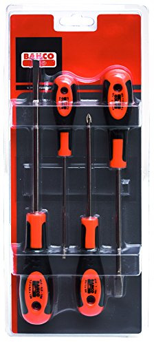 Bahco 602-4-LA 4 Piece Slotted & Phillips Screwdriver Set with Rubber Grips