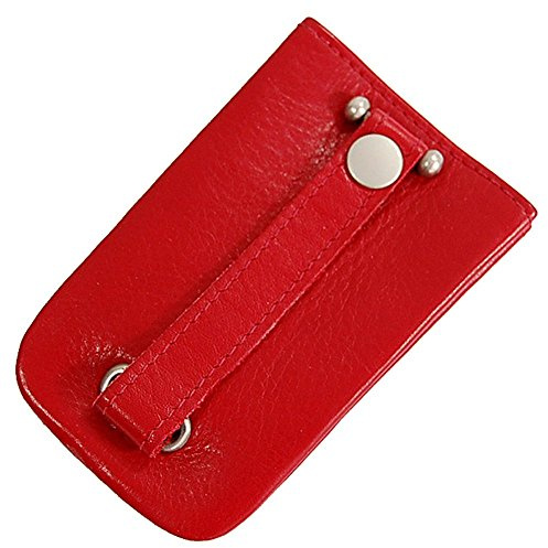 GoBago Schlüsseltasche Leder Schlüsseletui Schlüsselmappe Schlüssel Etui (Rot)