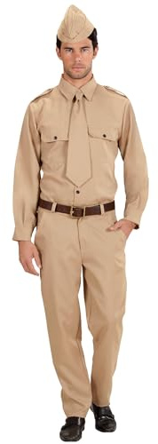 W WIDMANN MILANO Party Fashion - Disfraz de soldado para hombre | Conjunto de 4 piezas con camisa, pantalones, corbata y sombrero, uniforme para el carnaval y fiestas temáticas