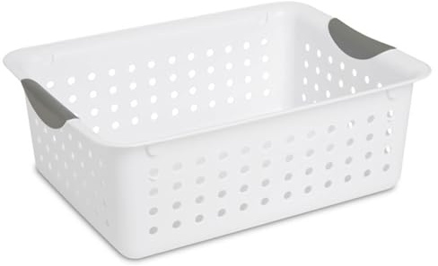 Sterilite 12-Pack Medium Ultra Basket, Open Top Plastic Storage Organizer, White - Classic Baskets for Organizing Countertops, Pantry Shelves, Kitchen Cabinets, Laundry Rooms or Home Offices