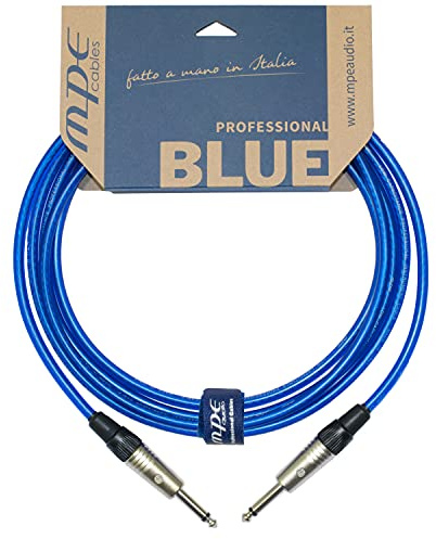 MPE - Cavo chitarra basso tastiera PROFESSIONALE per strumenti Made in Italy con due jack NEUTRIK mono diritti D. 6,3mm mod BLUE1N (5 MT)