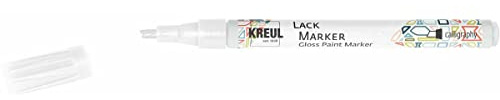 KREUL 47510 - Lackmarker calligraphy, weiß, Strichstärke 1 - 3 mm, Kalligrafie Spitze für schöne Schriften, zum Gestalten, Beschriften und Verzieren von kleinen, originellen Geschenken