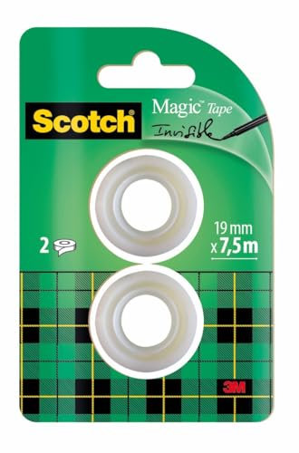 Scotch Ruban Magic - 2 Rouleaux, 19 mm x 7,5 m - Idéal pour le Bureau et l'École