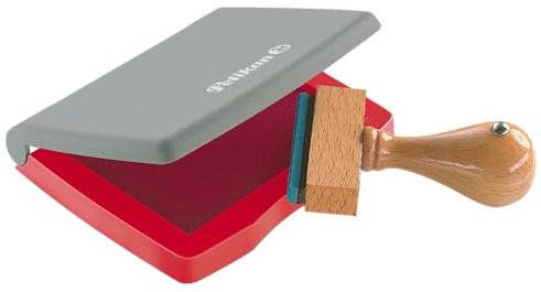 Pelikan Metall-Stempelkissen Rot 5 x 7 cm – Nachtränkbares Stempelkissen für Gummi- & Polymerstempel – Made in Germany5 Stempelkissen 3E, getränkt, 5x7 cm, rot