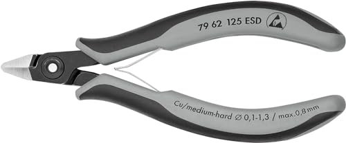 KNIPEX Präzisions-Elektronik-Seitenschneider ESDmit Mehrkomponenten-Hüllen 125 mm, 79 62 125 ESD