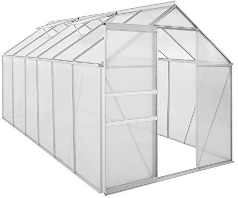 Zelsius Aluminium Gewächshaus 380 x 190 cm | 6 mm Hohlkammerplatten, UV-beständig, Winterfest | Treibhaus, Pflanzenhaus, Tomatenhaus, Frühbeet, Anbau Gewächshaus, Tomatengewächshaus, Gartenhaus