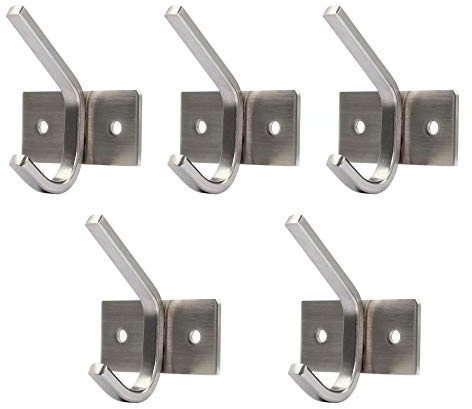 WEBI Coat Hook 5 Set, SUS 304 Heavy Duty Single Robe Hat Bath Towel Hook Closet Clothes Hanger Rail Garment Racks Holder Home Storage & Organization, Wall Mountable, Brushed Finish, C-CBG01