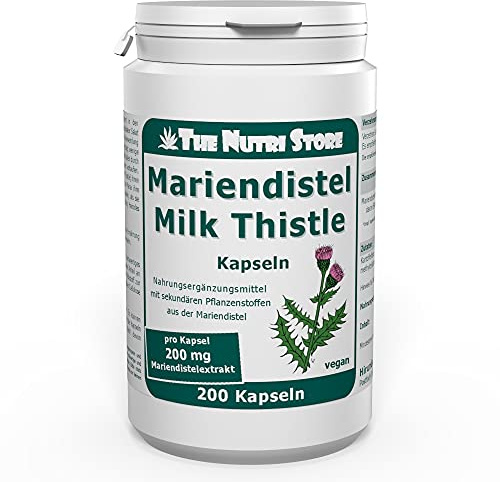 Mariendistel Milk Thistle vegane Kapseln 200 Stk. mit sekundären Pflanzenstoffen aus der Mariendistel