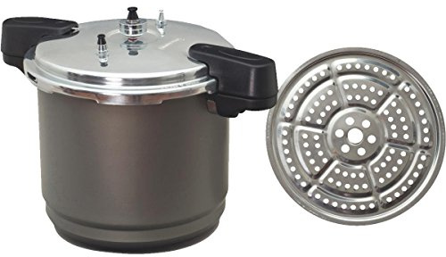 Granite Ware Pressure Canner and Cooker/Steamer, 7 Pint Jars or 8 Half-Pint Jars, 12-Quart, Black