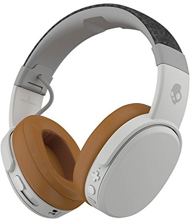 Skullcandy Crusher Wireless Over-Ear Bluetooth Headphones for iPhone and Android with Microphone / 40 Hours Battery Life/Extra Bass Tech/Great for Music, School, Workouts, and Gaming - Grey/Tan