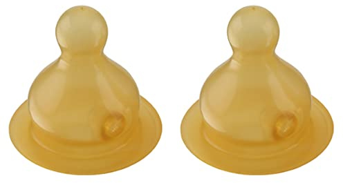 HEVEA Standard Hals Babyflaschensauger - Sauger für Glasflaschen mit langsamem Fluss für Neugeborene - Doppelpack - 100% Naturkautschuk 0-3 Monate