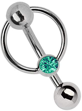 Modern Nature Piercingschmuck Piercing Intimo Titanio Banana in 1,6 x 14 mm + 5 mm Palla foro e anello di bloccaggio Con pietra in turchese-verde