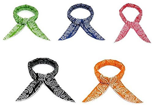 Novawo Pack of 5 Summer Instant Cooling Scarf Bandana Fast Cool Neck Wrap Ice Headband Random Colors Dispatched