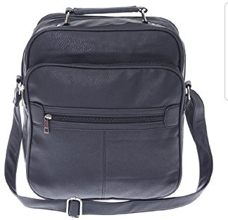 BS Herren Umhaengetasche Schultertasche Reise-Tasche Herren Leder Optik, schwarz